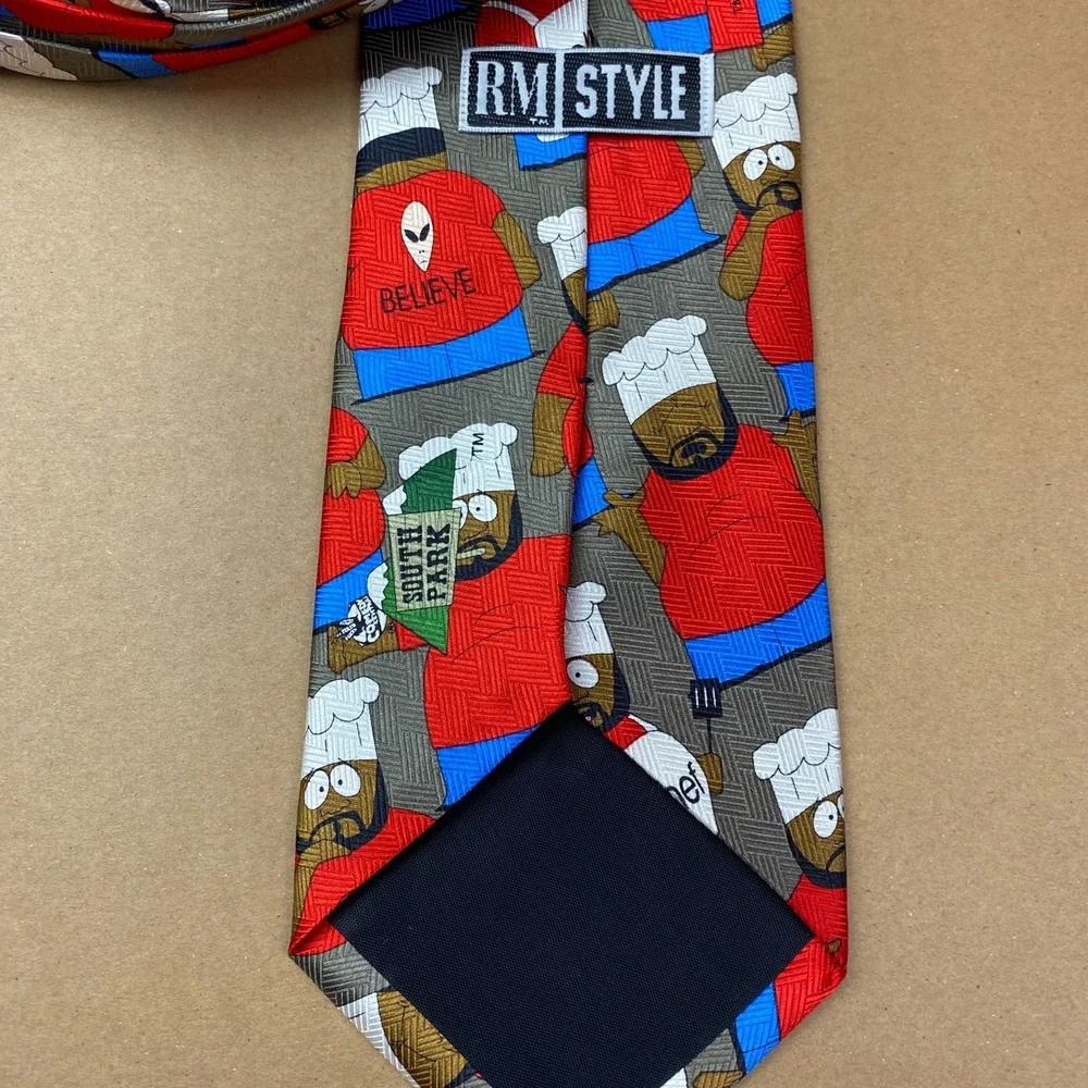 VTG Y2K RM Style South Park Chef Character Mens OS Red Silk Novelty Necktie Tie